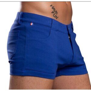 Andrew Christian Mens Blue Polka Dot Casual Shorts Size 32